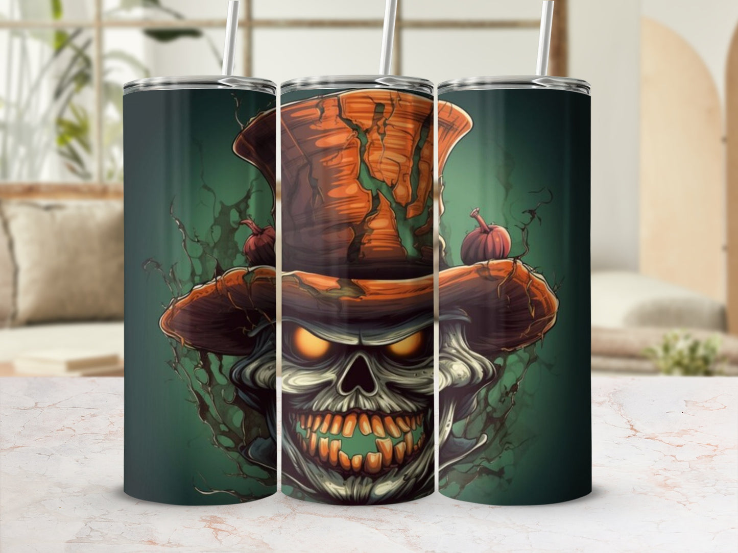 Halloween Evil Pumpkin Skull Tumbler Cup Product