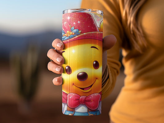 Winnie the Pooh Cowboy with Butterflies Cute Happy Tumblers