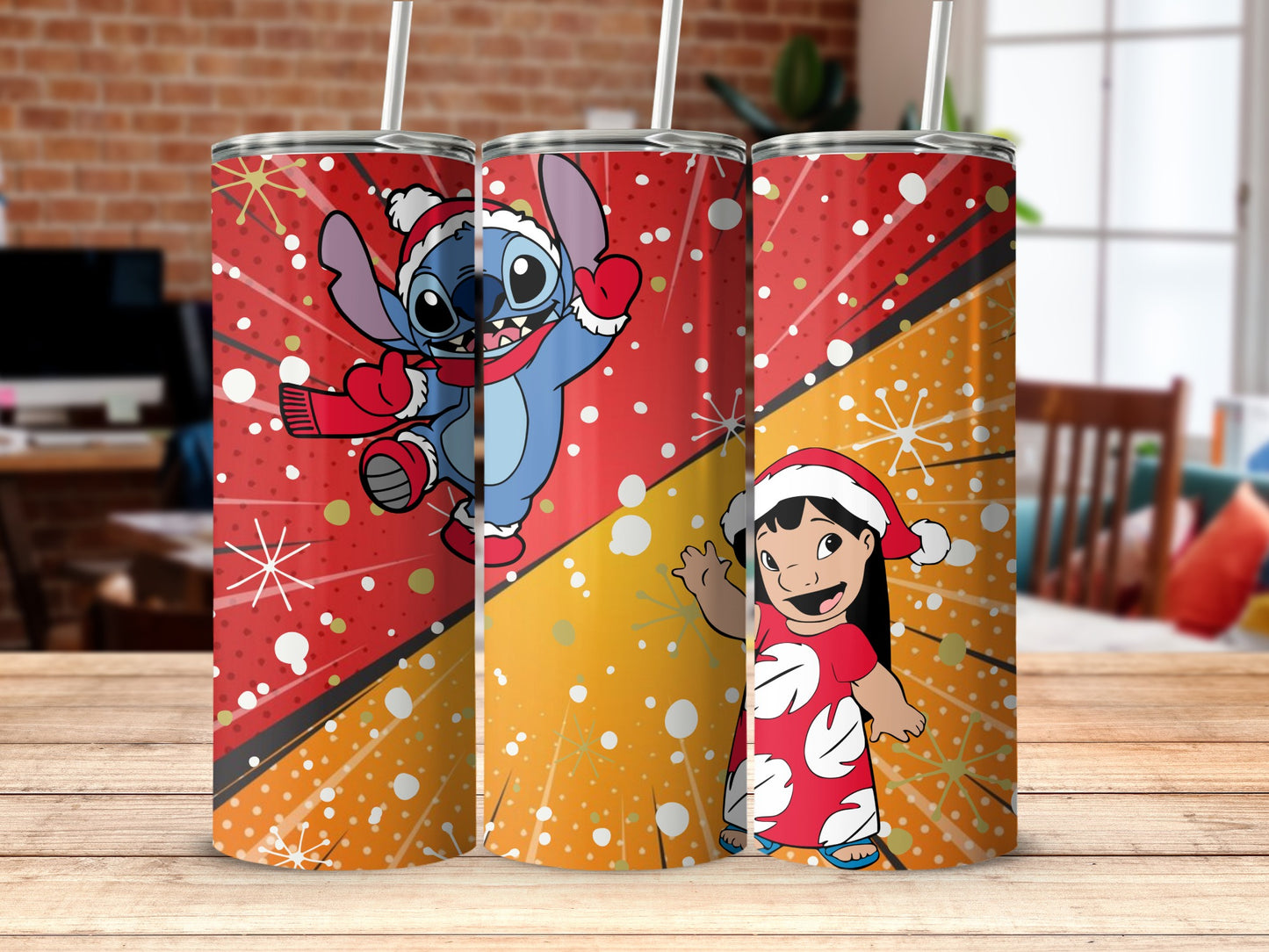 Christmas Themed Tumblers with Cute Cartoon Characters