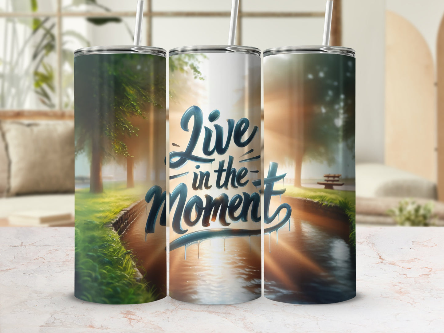 Live in the Moment Scenic Drinkware Tumbler