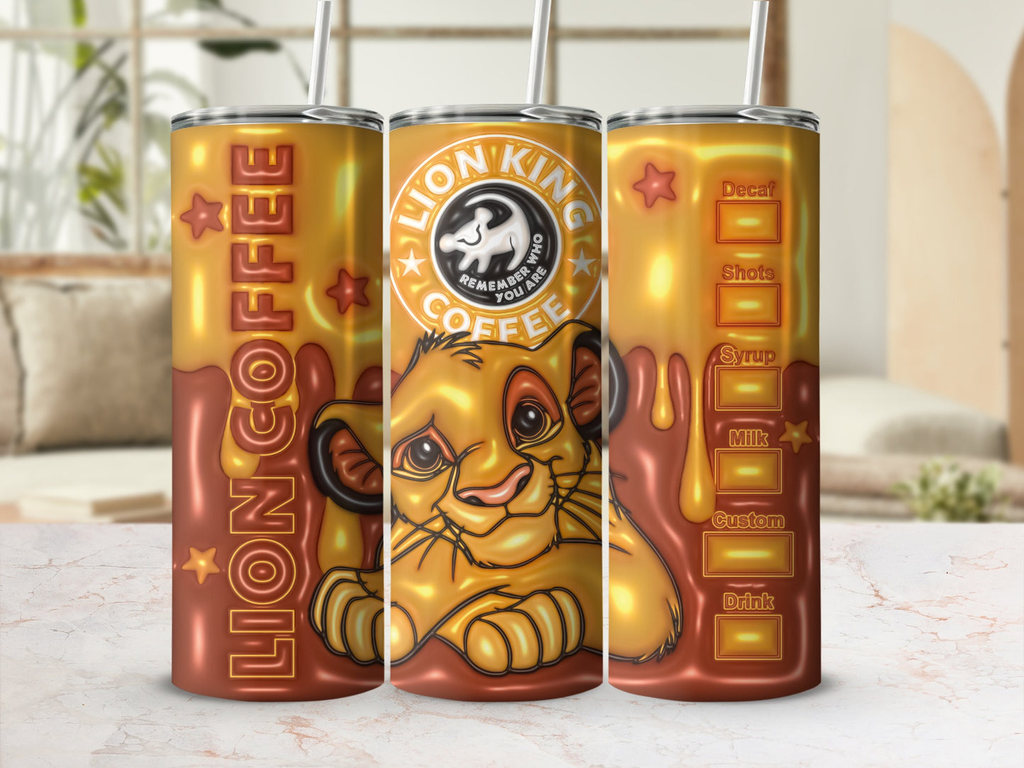 Lion King Coffee Tumbler Cute Simba Design Stainless Steel