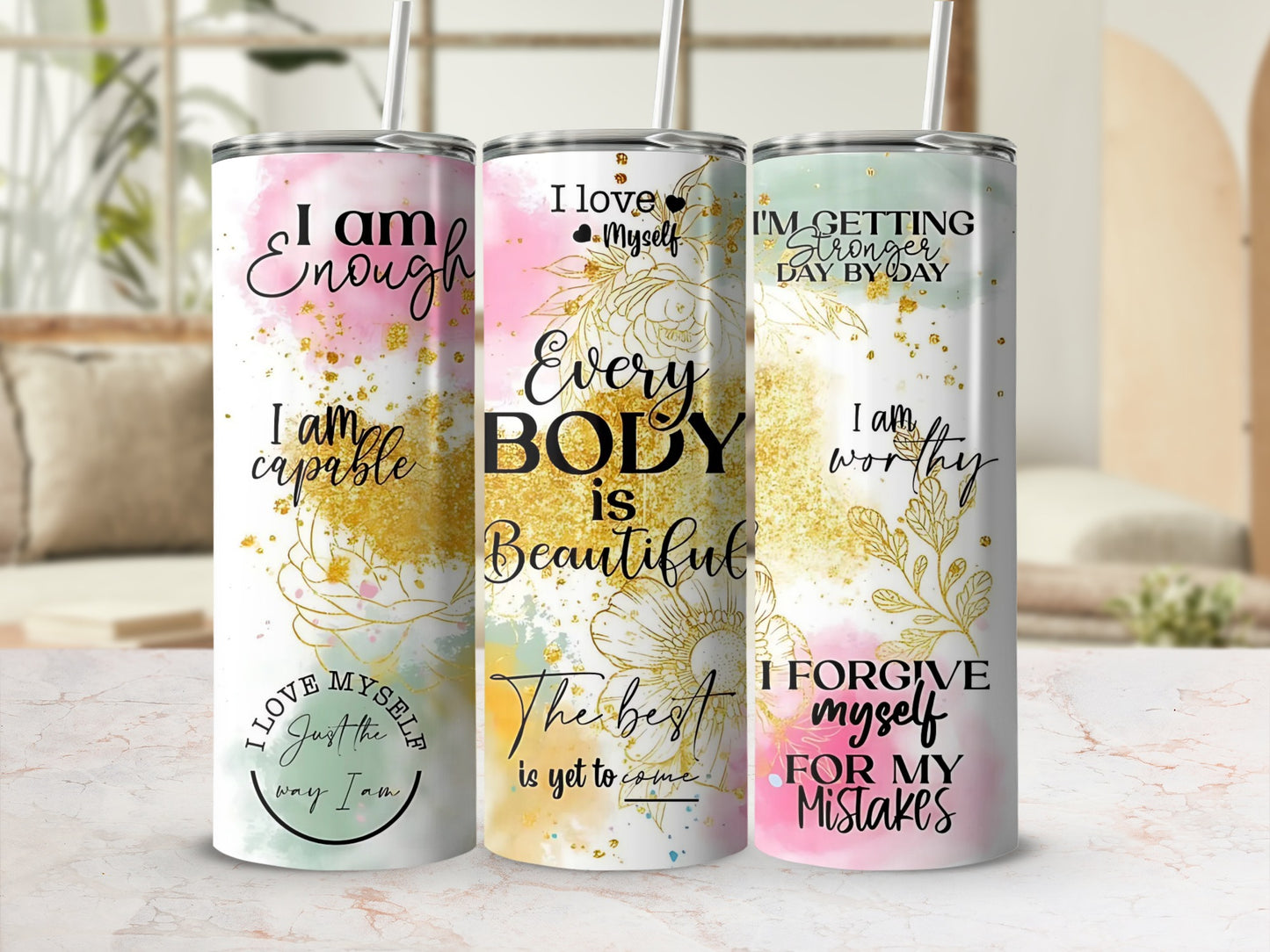 Motivational Affirmation Quotes Drink Tumbler