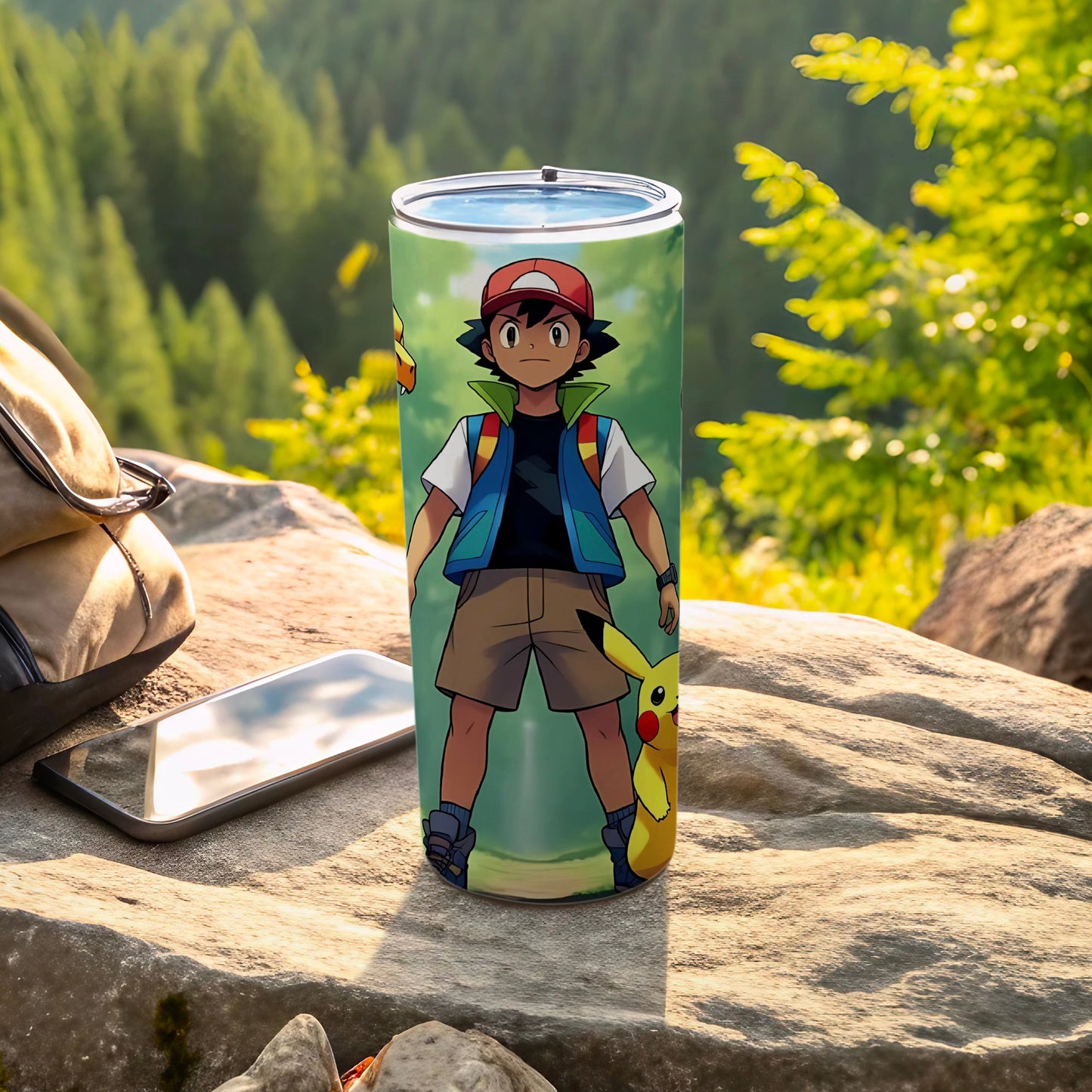 Cartoon Character on Hiking Adventure Tumbler Cup