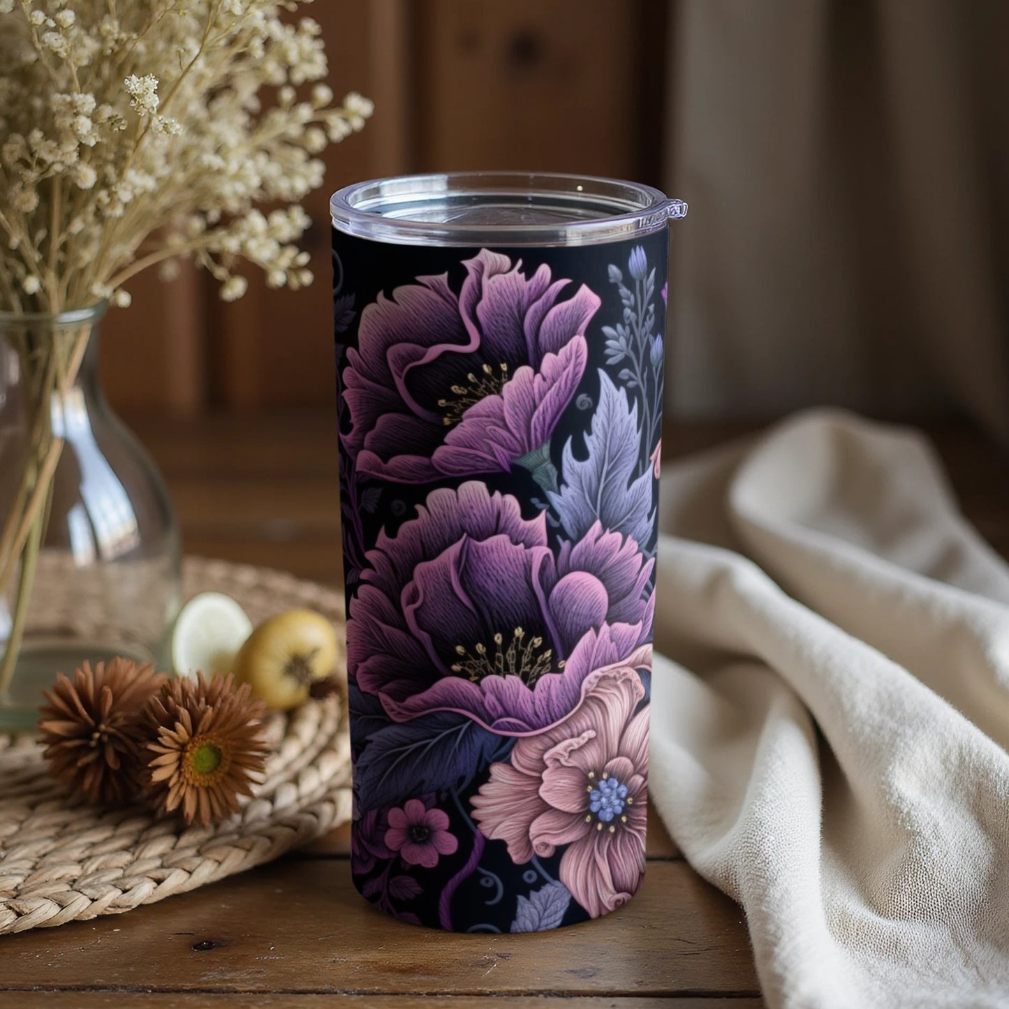 Floral Pattern Insulated Tumbler for Hot and Cold Beverages