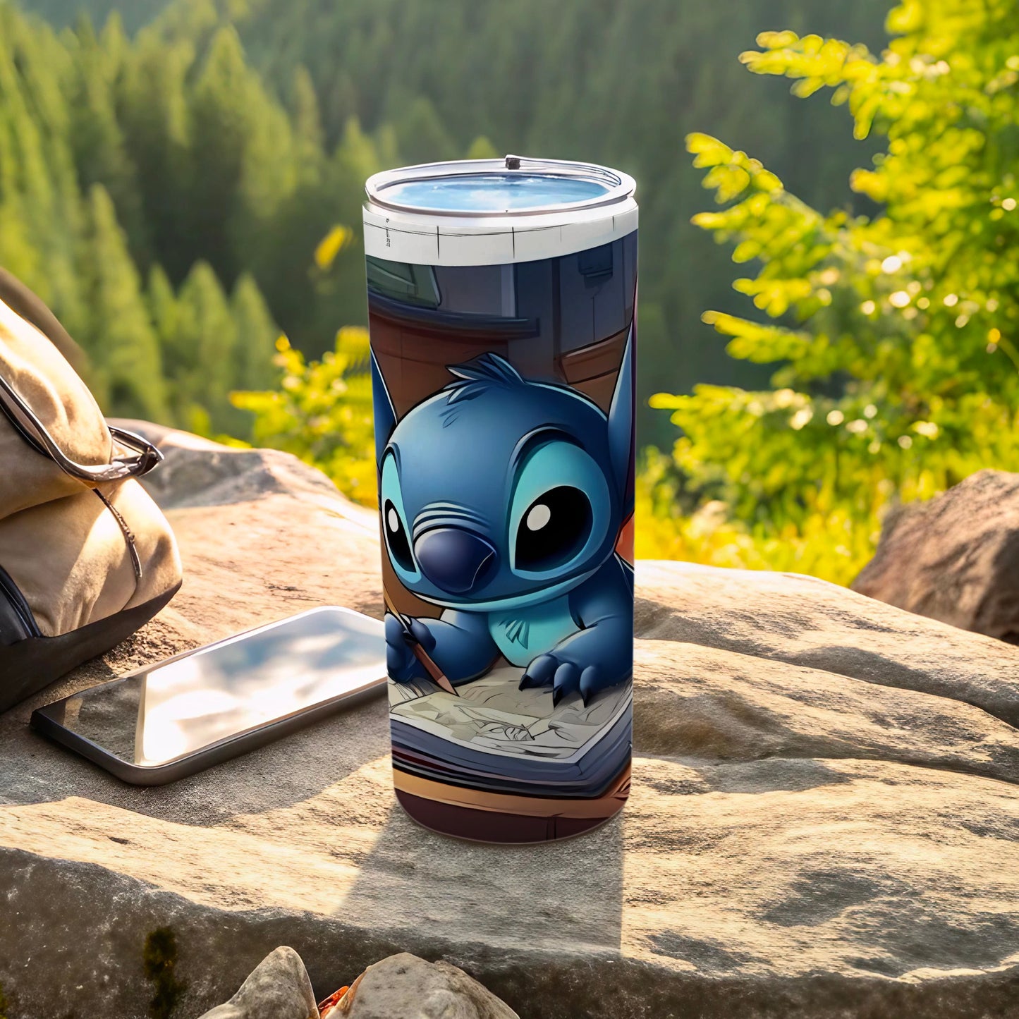 Cute Cartoon Alien Studying Design Tumbler for Outdoors Use