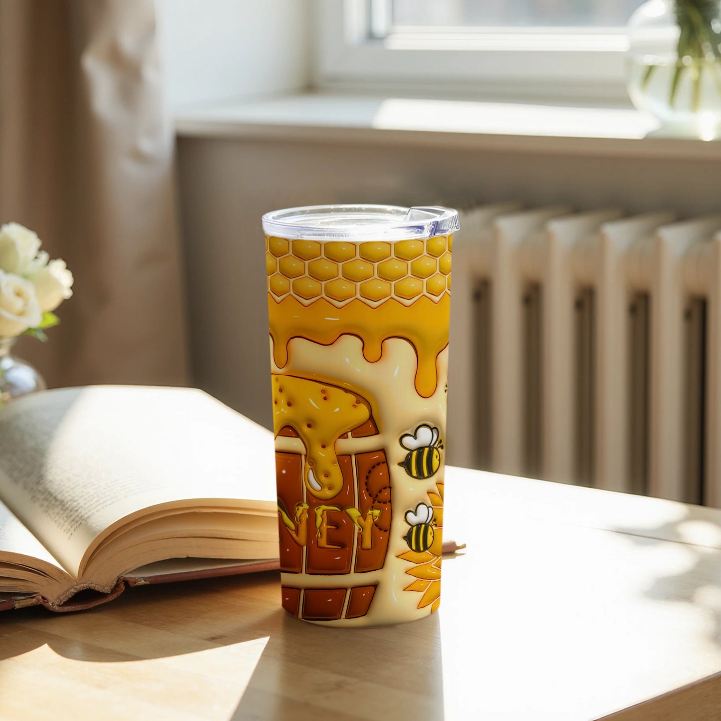 Honeycomb Bees Decorative Insulated Tumbler Cup