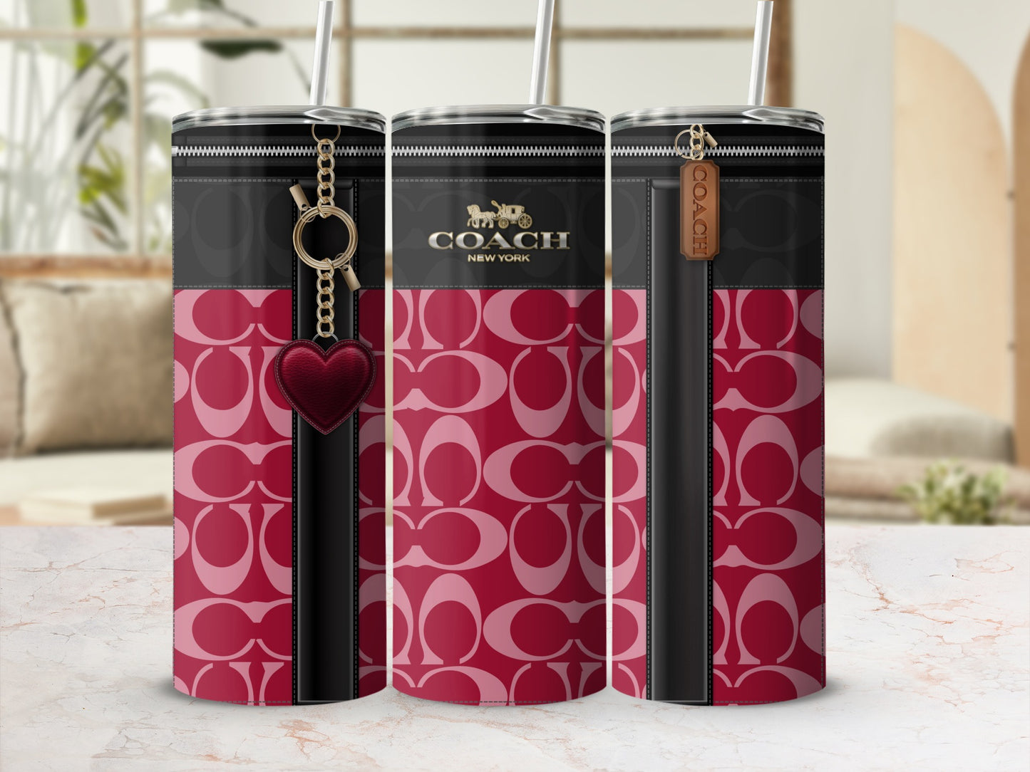 Stylish Coach New York Tumbler with Heart and Logo Design