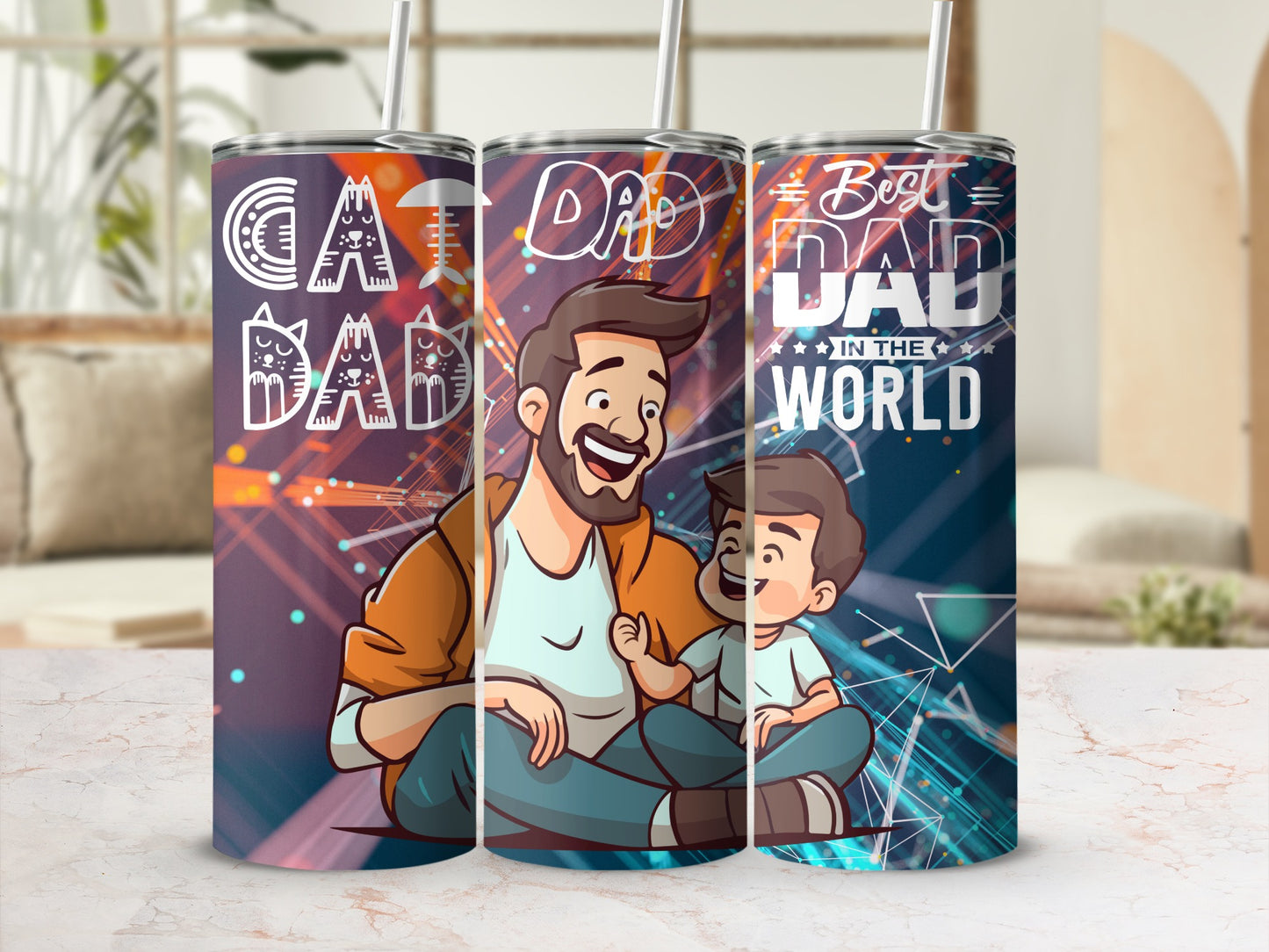 Cat Dad and Best Dad in the World tumbler