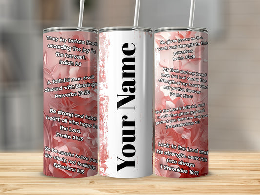 Personalized Scripture Design Tumbler with Inspirational Quotes