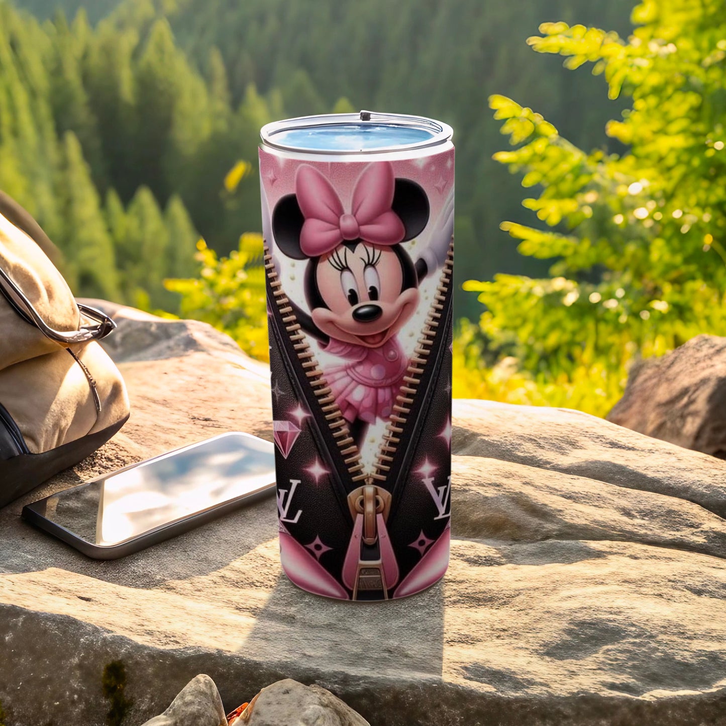 Cute Zip Design Minnie Mouse Tumbler for Outdoor Adventures