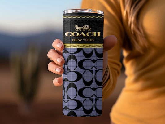 Coach New York Branded Tumbler with Bold Pattern