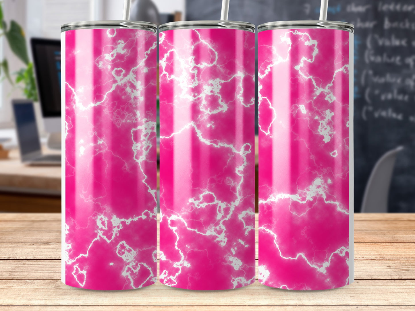 Vibrant Pink White Marble Pattern Tumbler Design product type