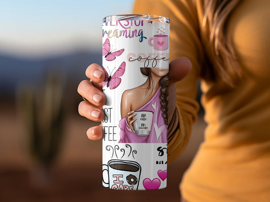 Inspirational Coffee and Butterfly Tumbler
