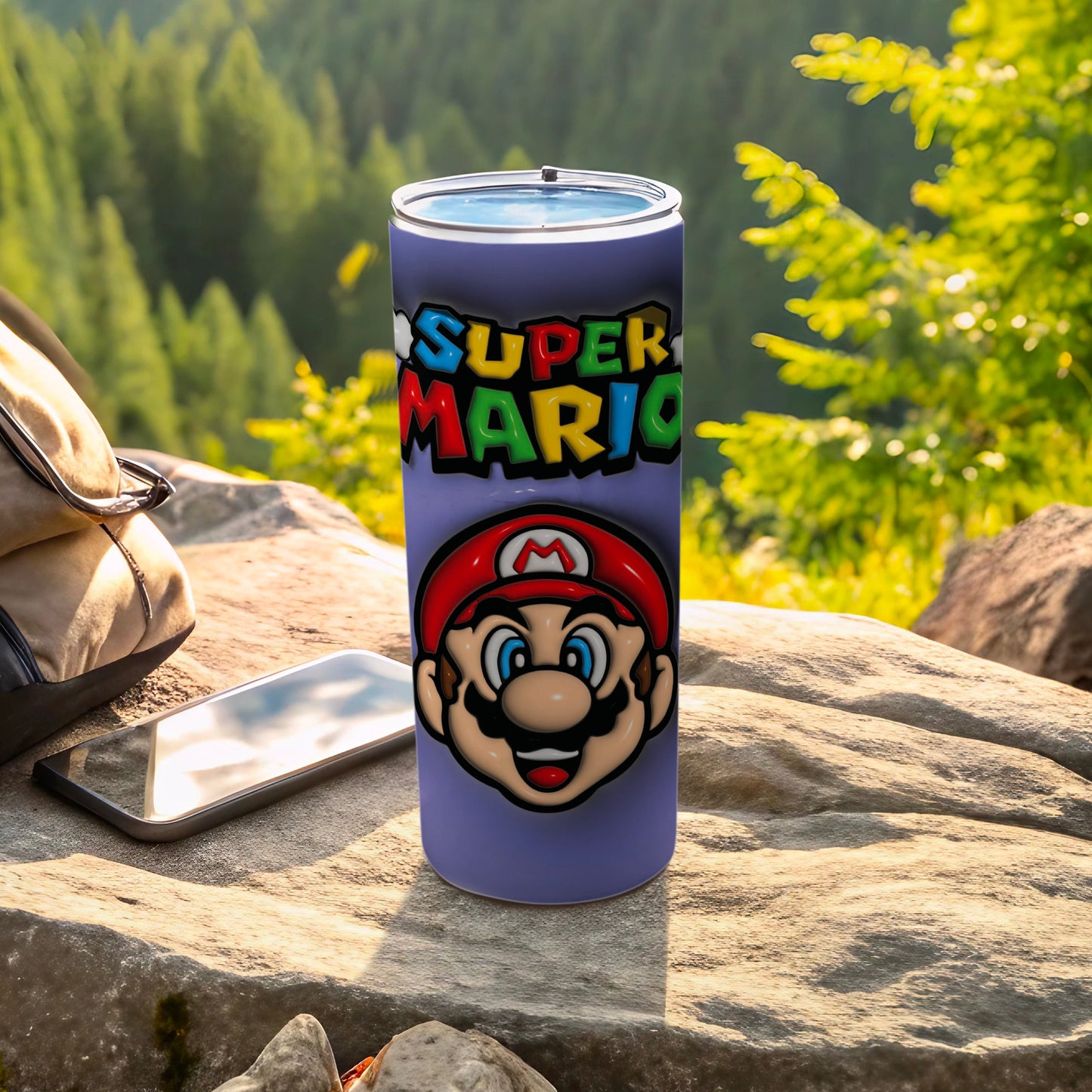 'Super Mario Tumbler with Colorful Character Design'
