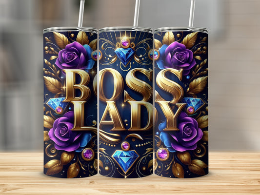 Boss Lady Floral Diamond Design Tumbler
