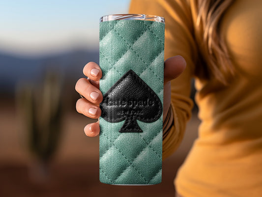 Kate Spade Inspired Emblem Aqua Quilted Surface Design Tumblers