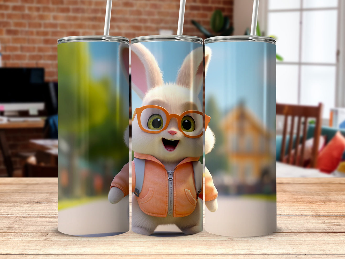 Cute Bunny with Glasses and Jacket Tumbler