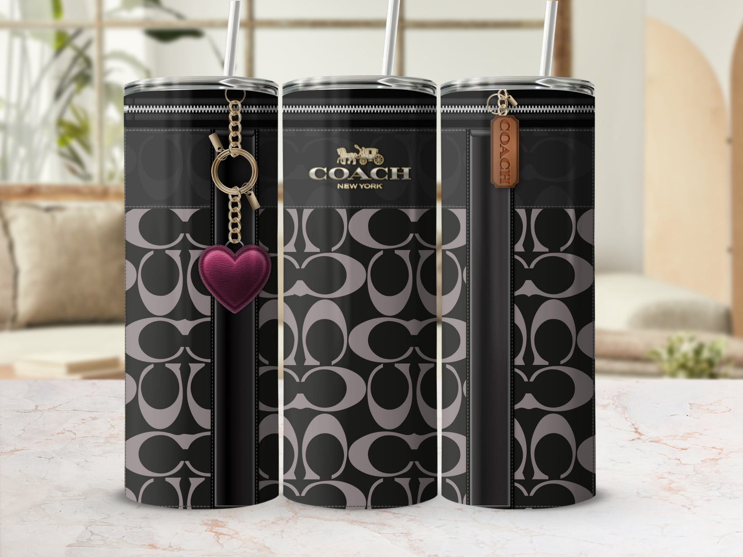 Stylish Coach New York Branded Tumblers with Keychains