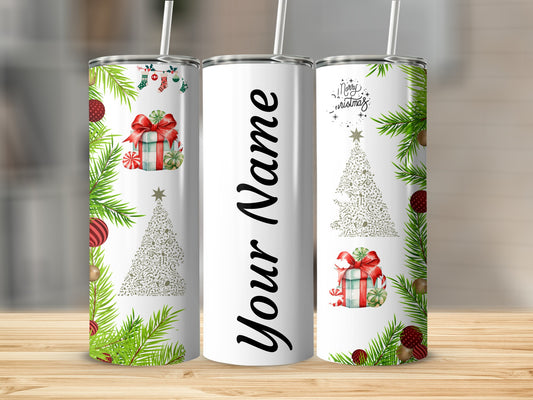 Personalized Christmas Themed Skinny Tumbler Flask