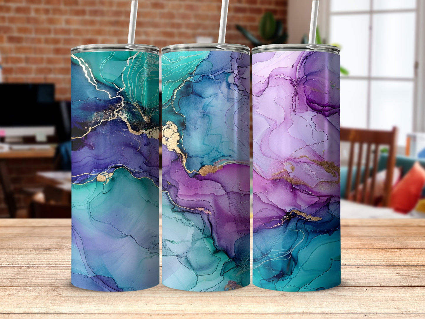 Colorful Abstract Design Stainless Steel Tumbler