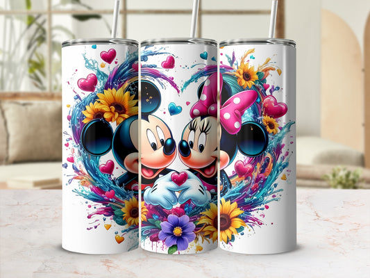 Vibrant Disney Design Travel Tumblers with Straw