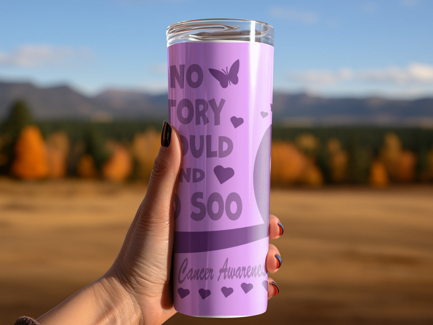 Cancer Awareness High Quality Tumbler with Lid