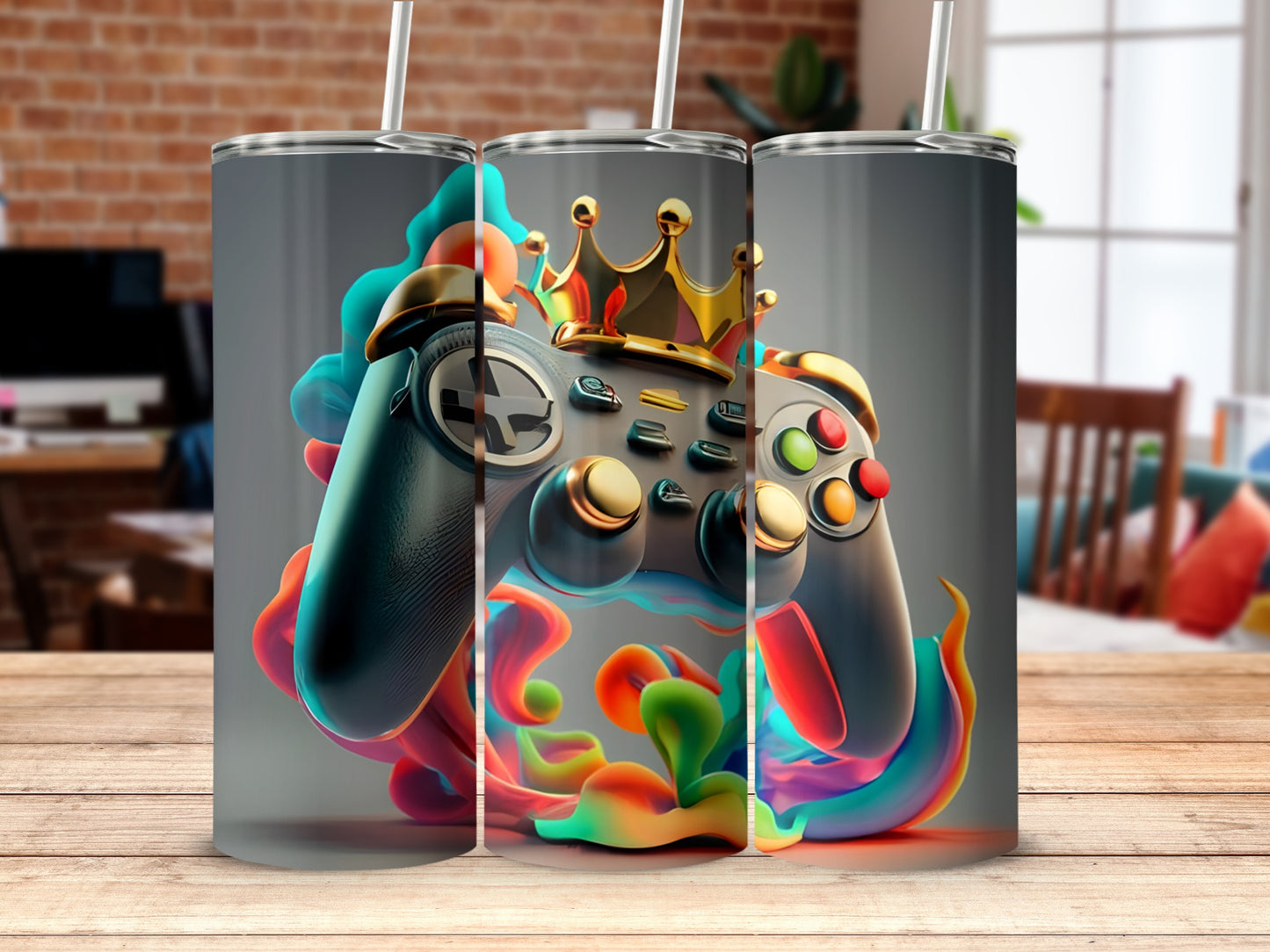 Vibrant Gaming Controller Tumbler Unique Design