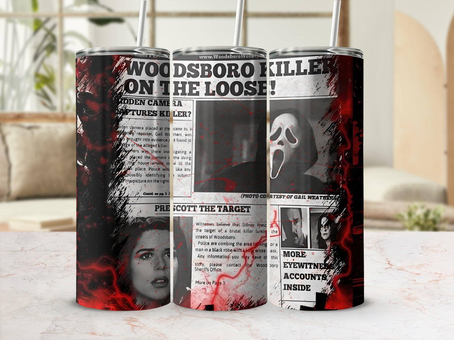Woodsboro Killer On The Loose Horror Tumbler Cup