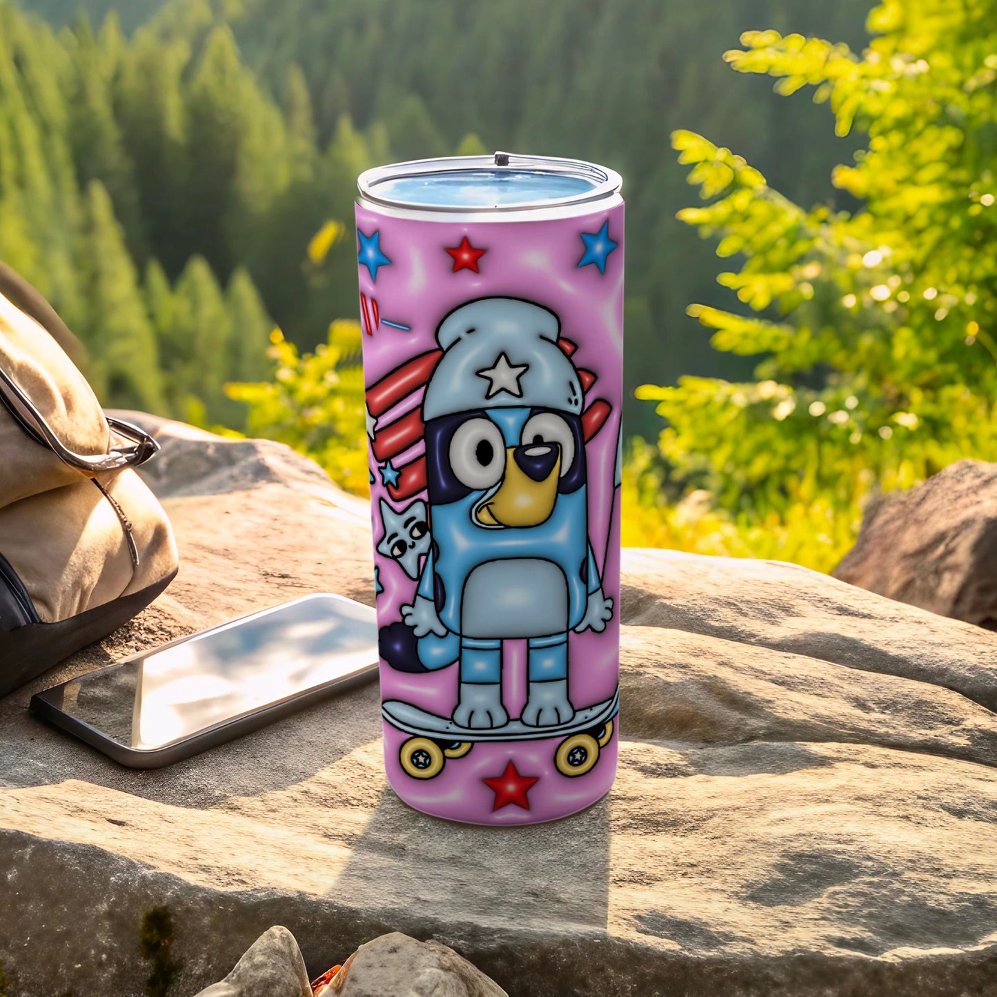 Cute Cartoon Skater Character Tumbler Cup with Lid