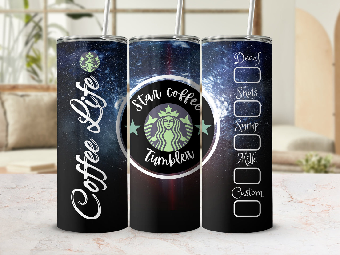 Star Coffee Tumbler Custom Beverage Tracker Flask