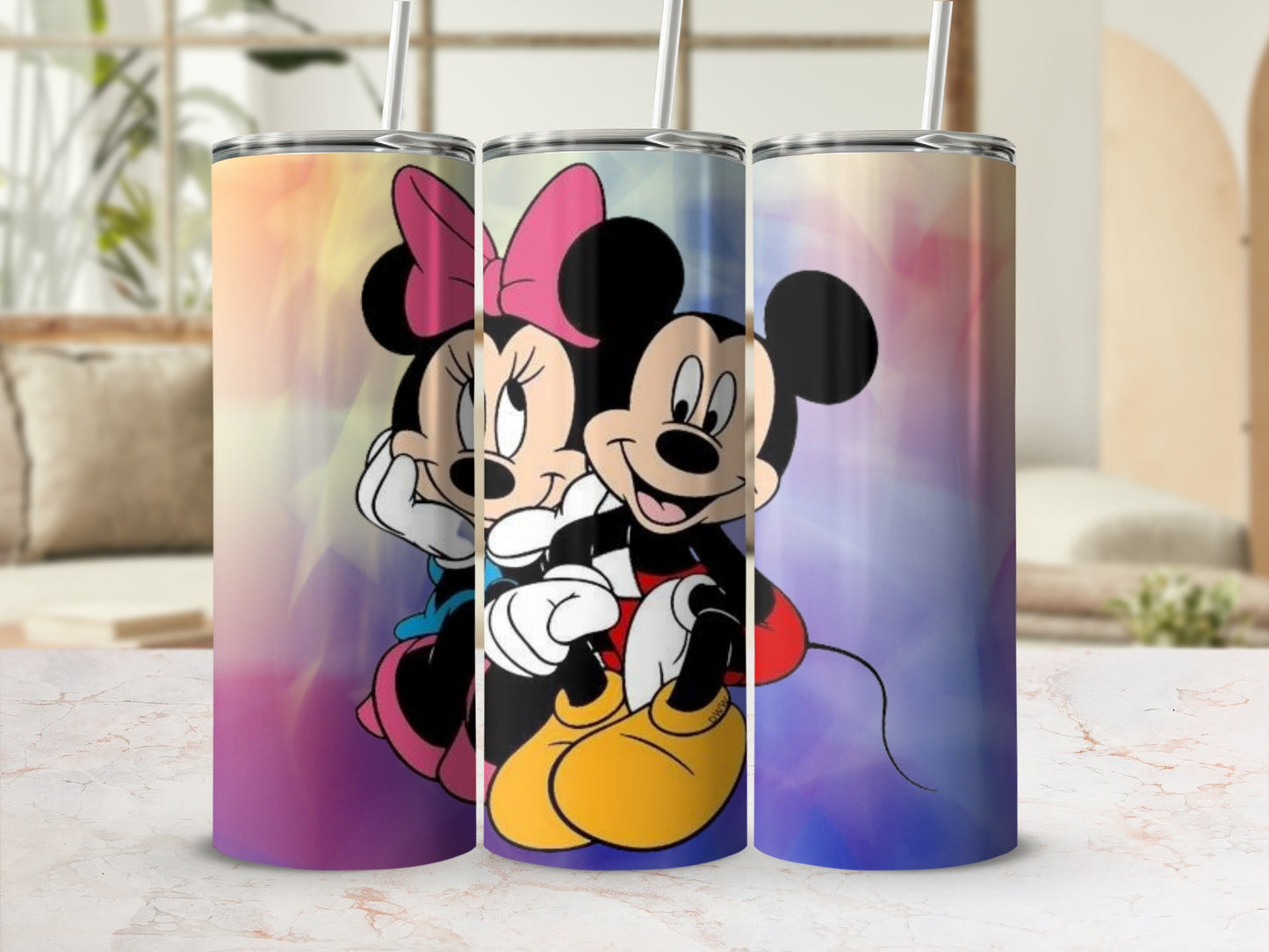 Colorful Minnie and Mickey Mouse Themed Tumbler