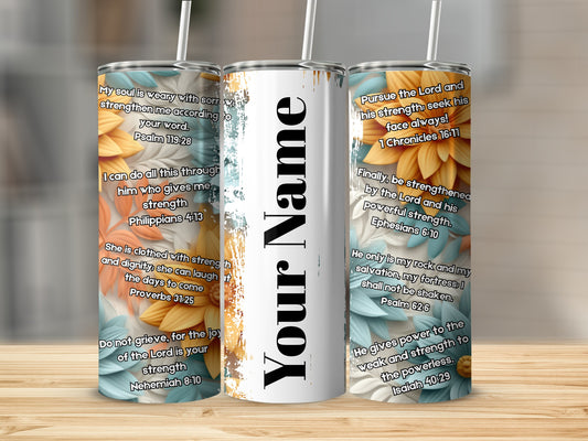 Floral Design Personalized Religious Quote Tumbler