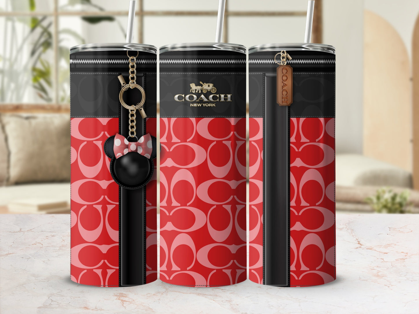 Coach New York Red and Black Insulated Tumbler Flask