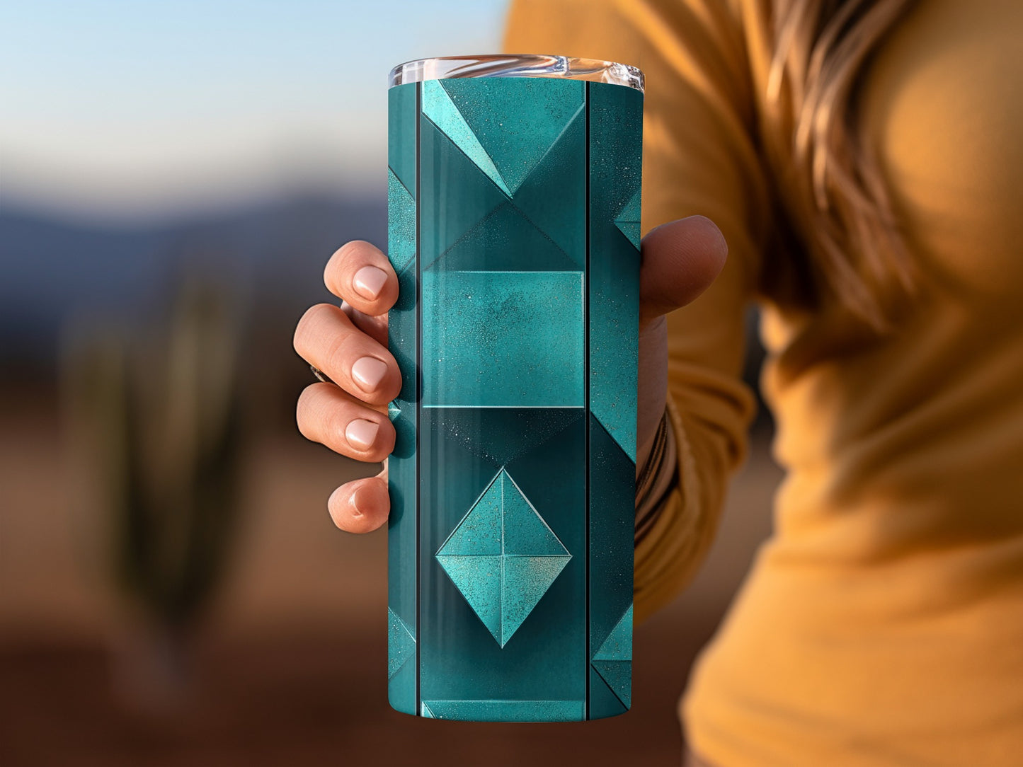 Teal Geometric Shapes Design Aqua and Turquoise Tumblers