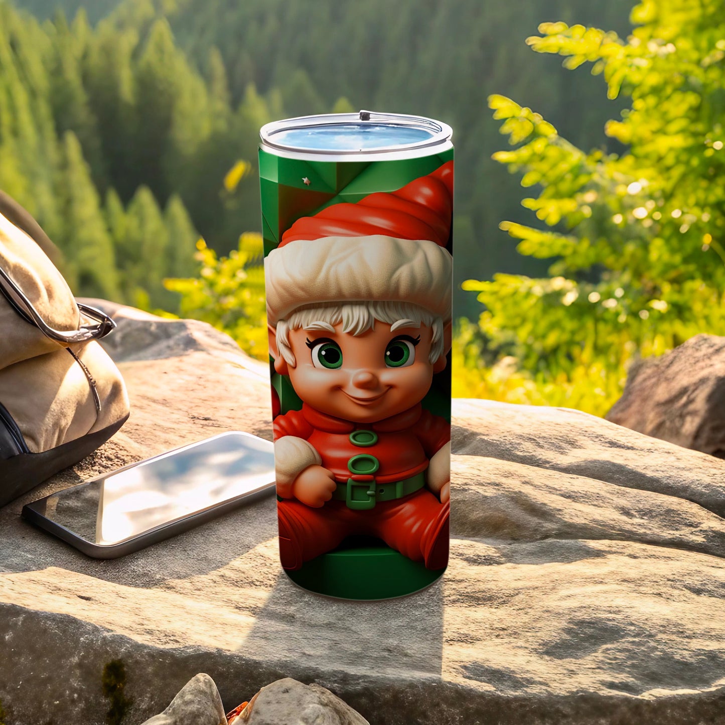 Adorable Santa Elf Insulated Travel Tumbler