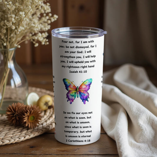 Inspirational Quotes Butterfly Tumbler for Faith Guidance