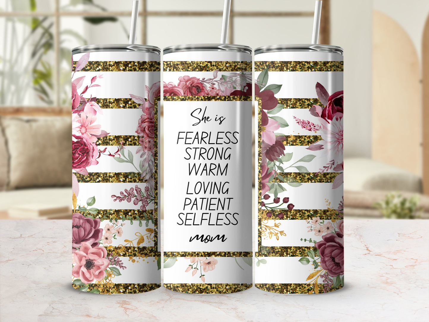 She Is Fearless Strong Loving Patient Selfless Tumbler