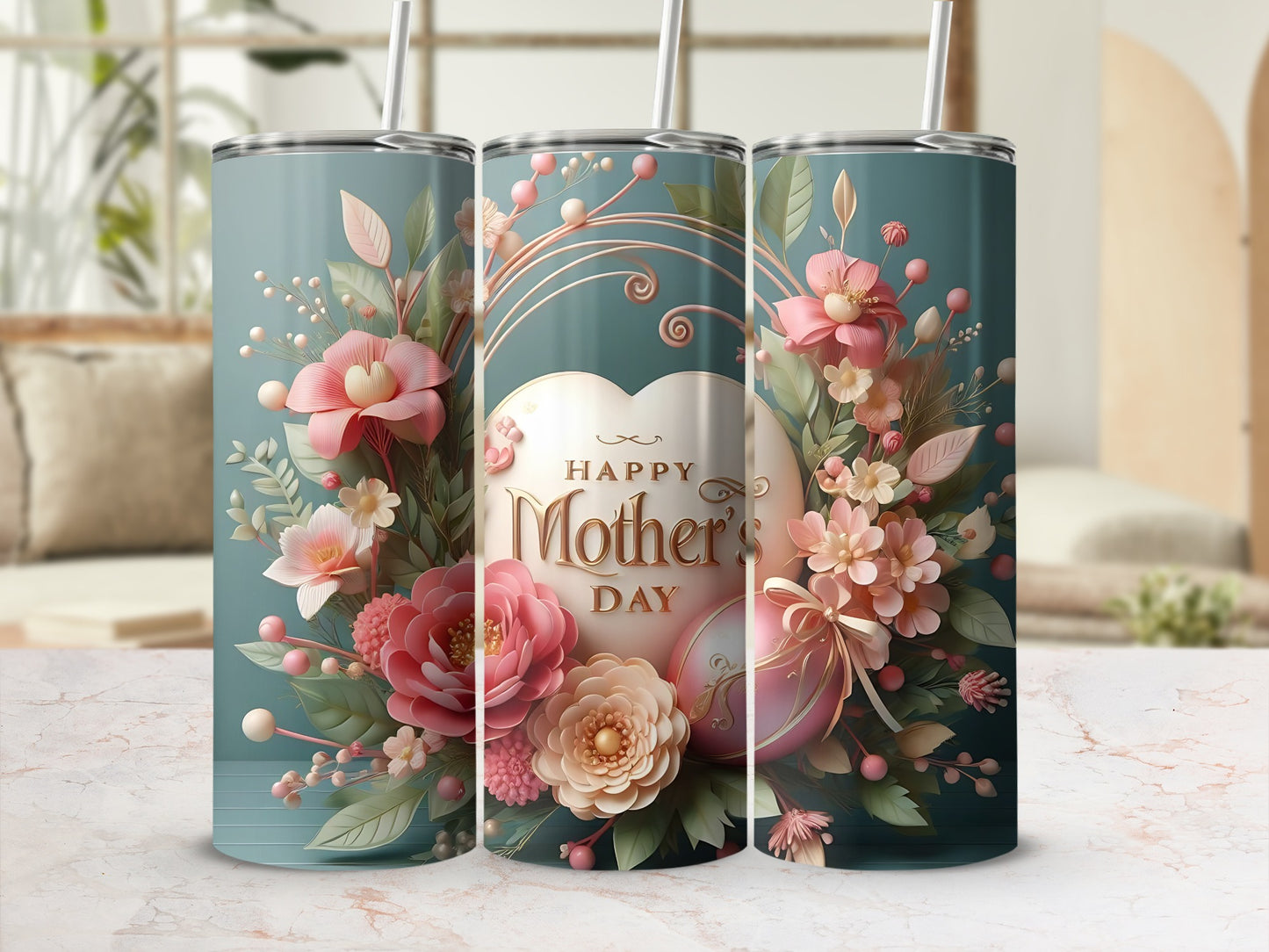 Elegant Mother's Day Floral Tumbler for Gifts