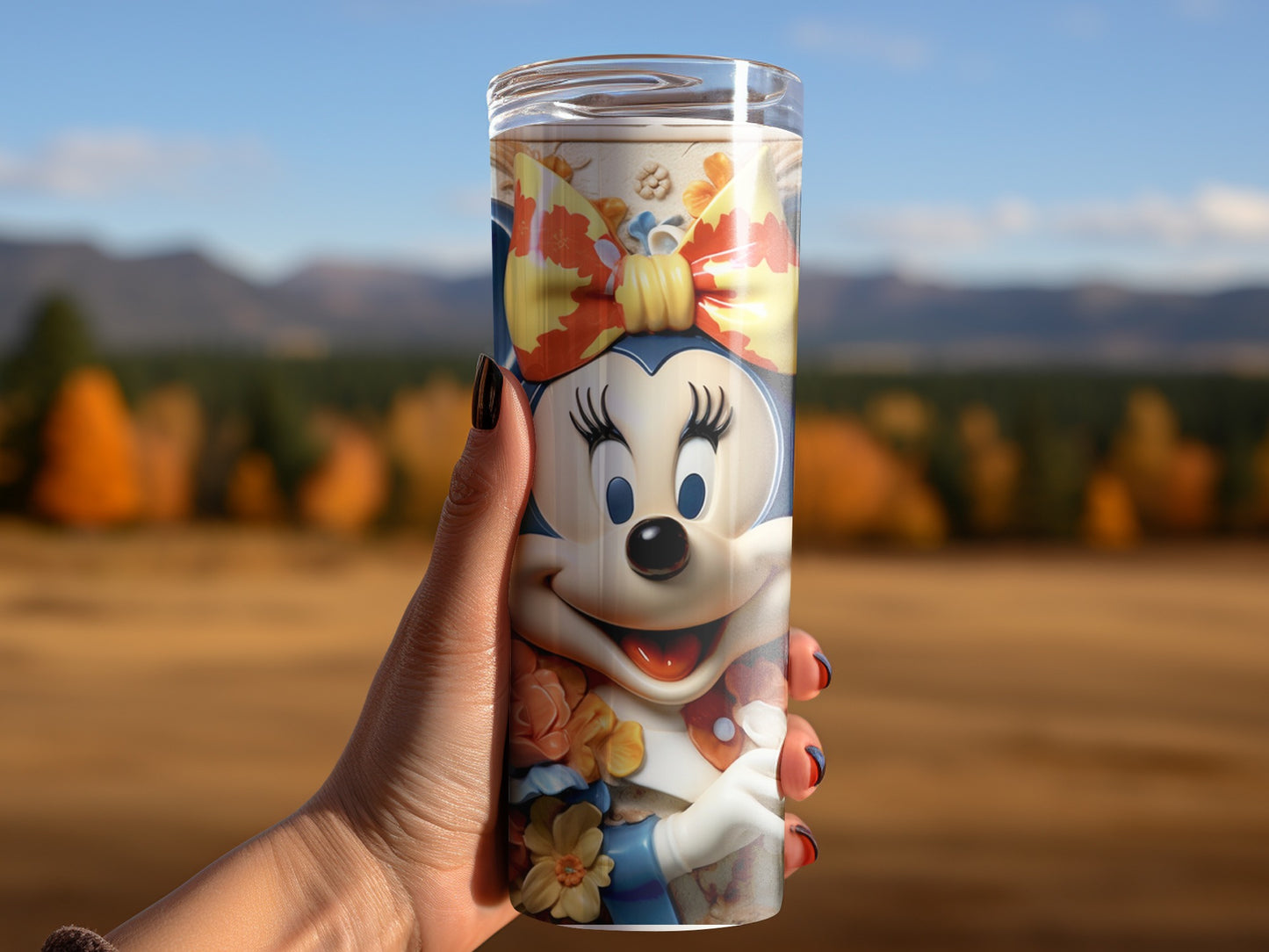 Minnie Mouse Floral Autumn Tumbler Cup for Drinks