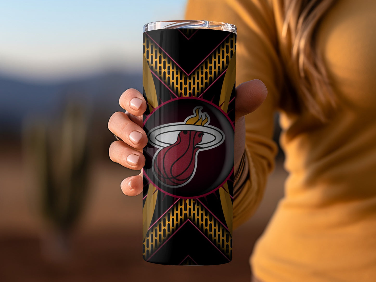 Miami Heat Basketball Flames Logo Design Pattern Tumblers