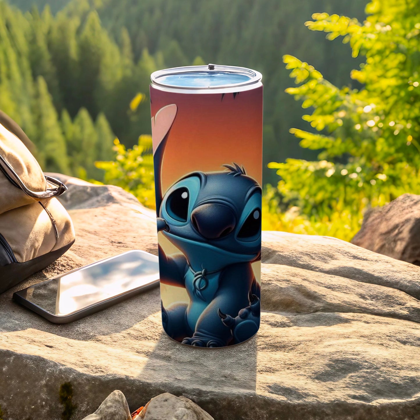 Cute Blue Character Design Tumbler for Outdoor Adventures