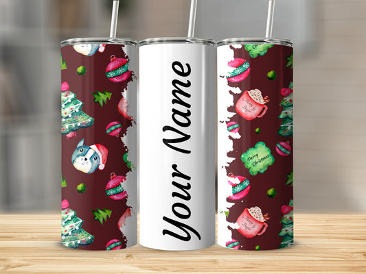 Personalized Christmas Themed Tumbler
