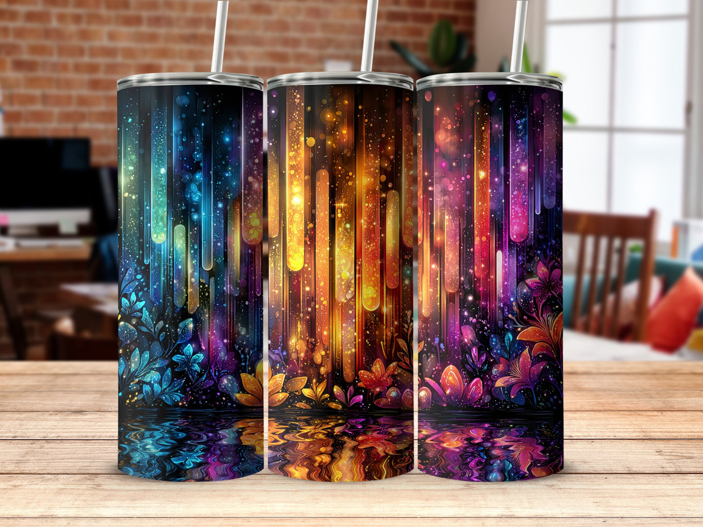 Colorful Gradient Drops Patterned Tumbler Cup