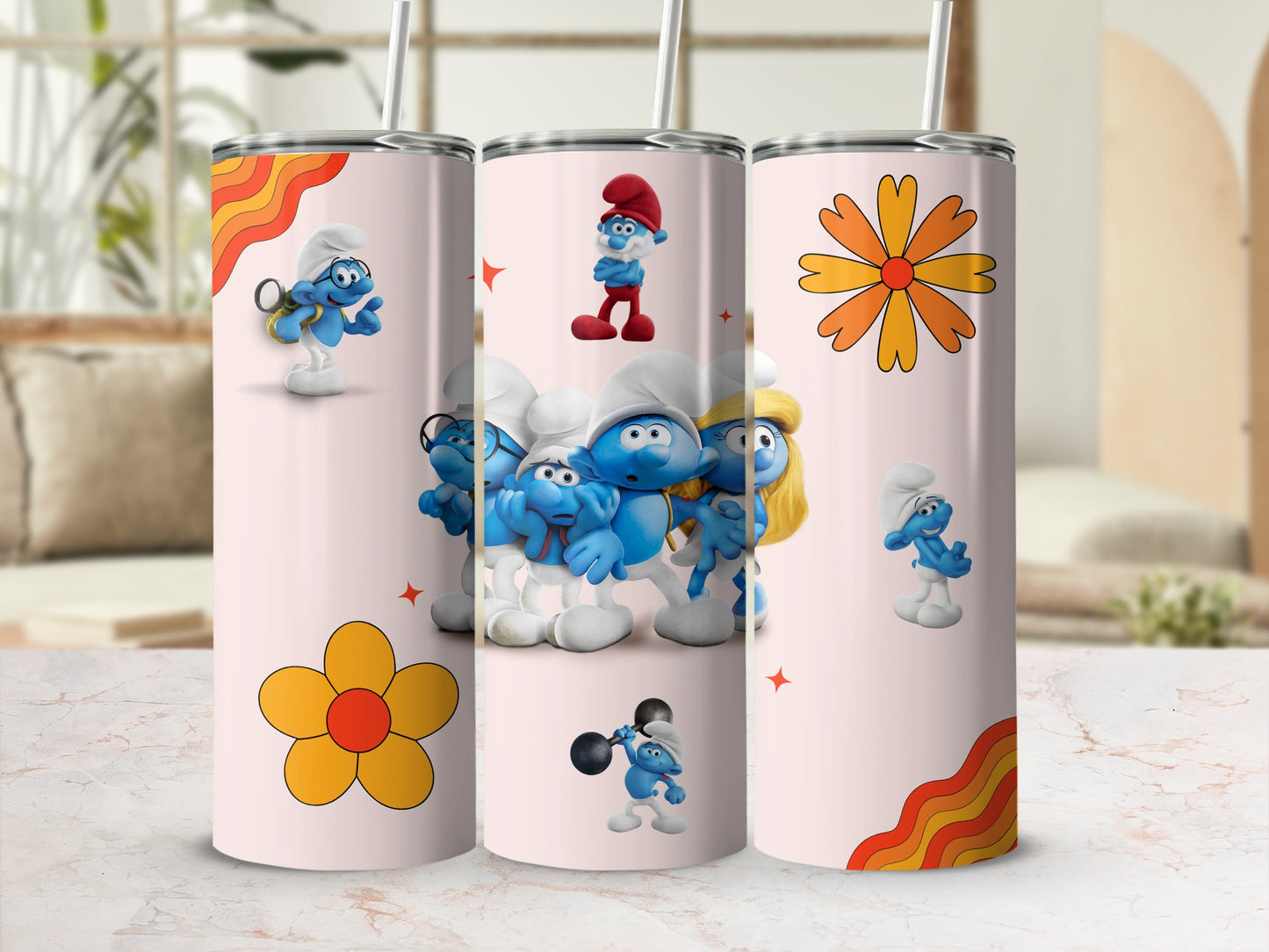 Cartoon Blue Characters Design Insulated Drinkware