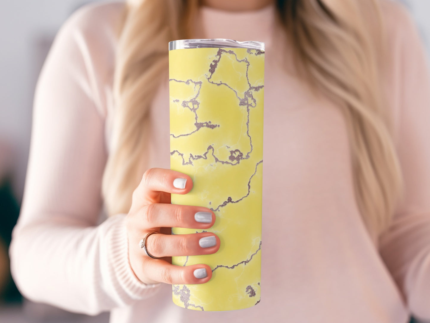 Yellow Marble with Veins Texture Design Tumblers
