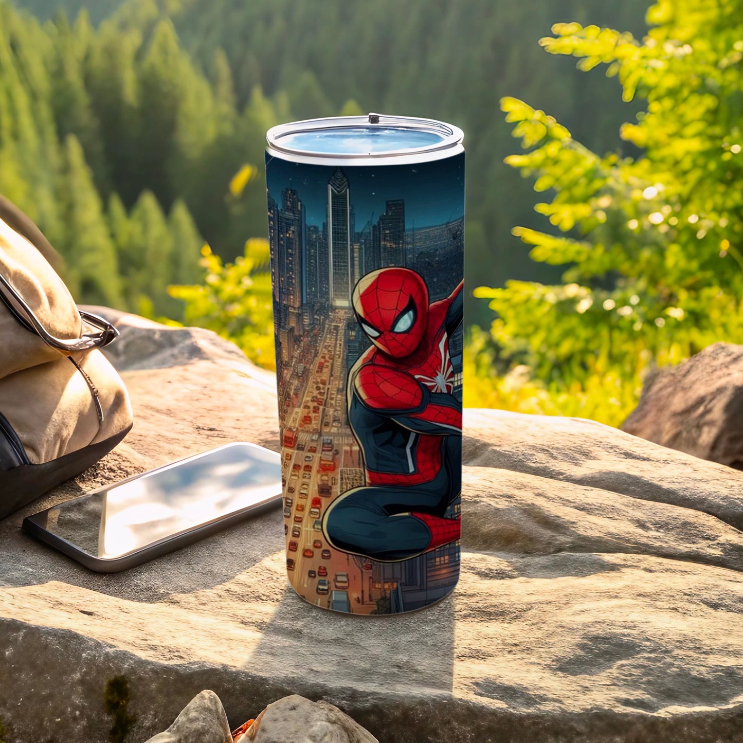 Spider-Man Cityscape Design Travel Tumbler