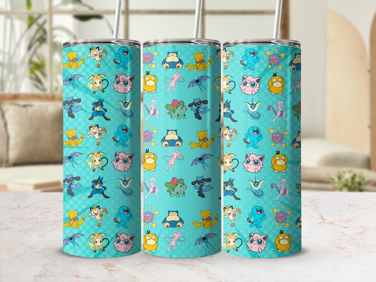 Cute Cartoon Character Blue Pattern Tumbler Cup