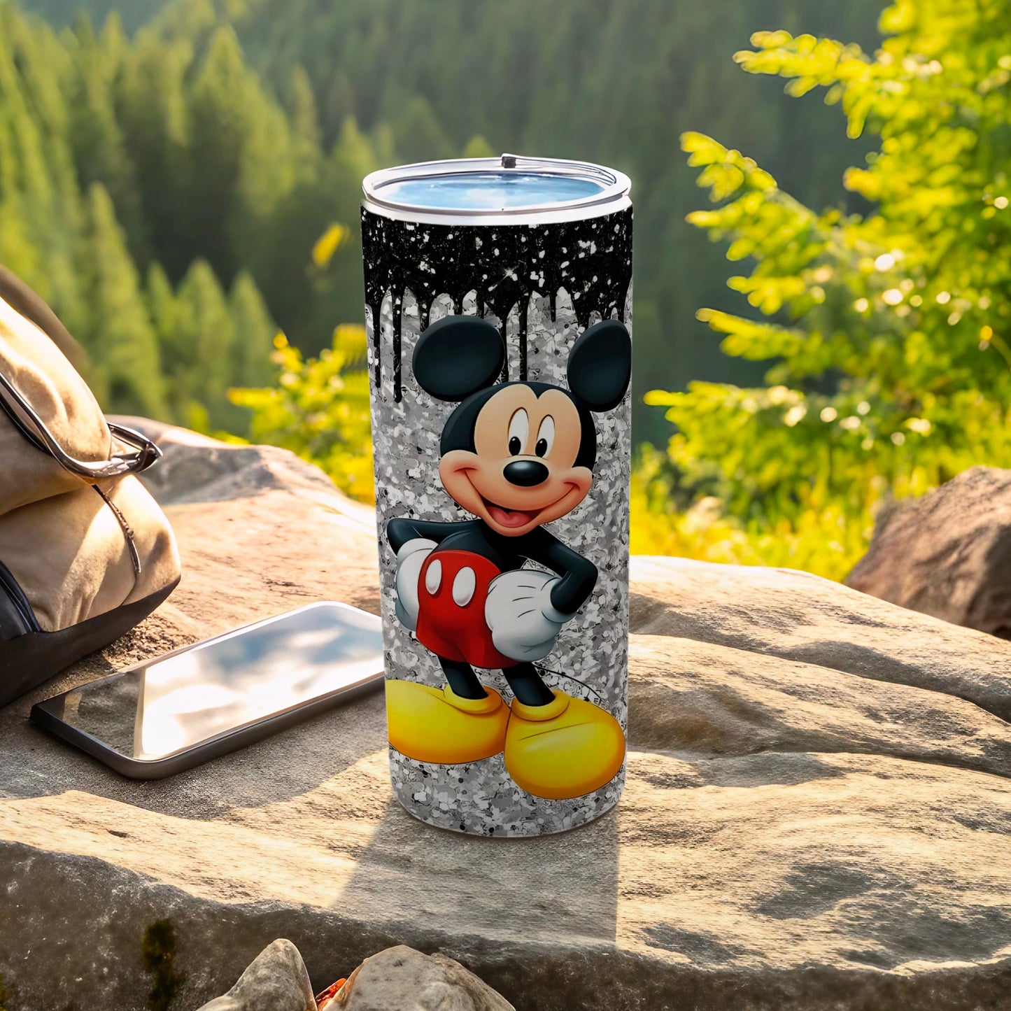 Classic Mickey Mouse Tumbler with Silver Glitter Finish
