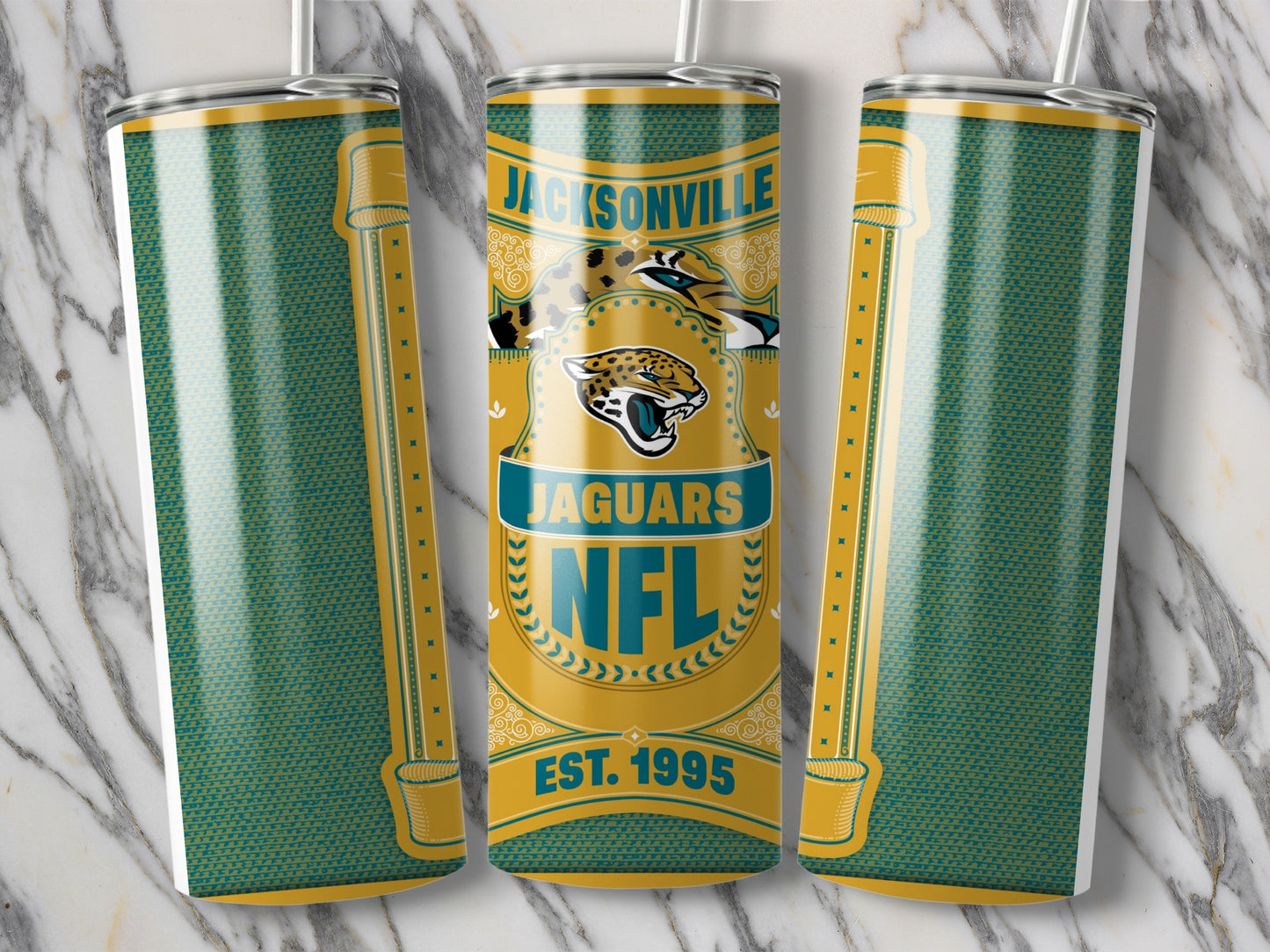 Jacksonville Jaguars Vintage Design NFL Est 1995 Tumbler