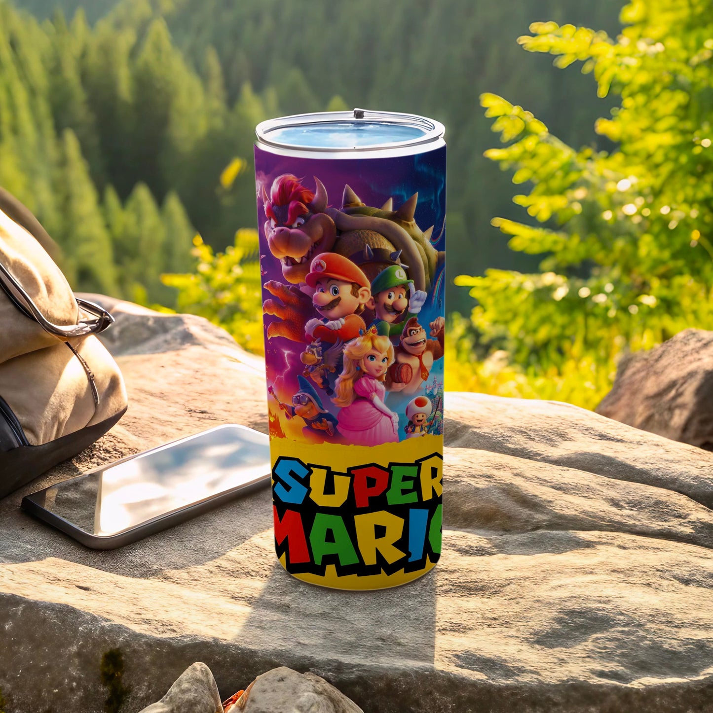 Vibrant Super Mario Design Travel Tumbler 20 oz tumbler